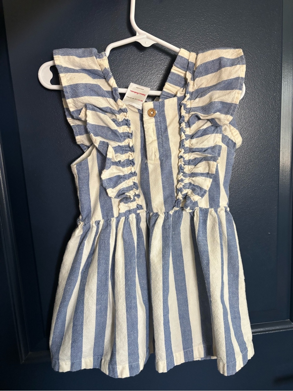 Hanna Andersson Blue and White Stripe Ruffle Sundress